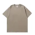 T-shirt oversize in cotone pesante 260g con spalle scese in tonalità kaki beige - S / Tops / Verde Grigastro