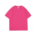 T-shirt in cotone pesante 260g rosa acceso con spalle cadenti, vestibilità comoda - S / Tops / Rosa Rossa