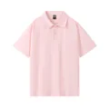 High quality heavyweight 260g pink cotton short-sleeved polo shirt for men and women - S / Tops / Dusky Pink
