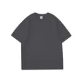 T-shirt oversize in puro cotone grigio antracite con spalle calate e girocollo classico - S / Tops / grigio scuro