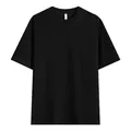Classic black heavy cotton crew neck T-shirt with drop shoulder design - S / Tops / Black