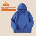 Classic heavyweight fleece-lined silver fox velvet oversized hoodie in a solid blue finish - S / Tops / Klein Blue