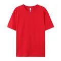 Classic 180G pure cotton crew neck short sleeve T-shirt in vibrant red color. - XS / Tops / Red
