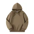 Comfortable oversized solid brown 320G heavy cotton loose fit hoodie for men and women - S / Tops / Dark Khaki