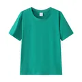 Solid emerald green 220g pure cotton round neck short sleeve T-shirt for adults and kids - 100 / Tops / Emerald Green