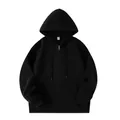 Classic solid black zip-up hoodie with hood and front pockets, 320g heavy fabric - S / Tops / Zipper Style / Black