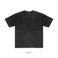 Vintage washed black 250g cotton t-shirt with a retro acid wash finish for men - S / Tops / Washed Black