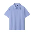 Light blue 260g heavyweight double yarn pure cotton polo shirt for men and women - S / Tops / Ice Blue