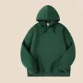 Heavyweight 420g dark green fleece-lined oversized hoodie with kangaroo pocket for winter - S / Tops / Dark Green