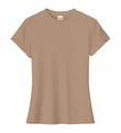 Camiseta ajustada de mujer de manga corta de algodón con cuello redondo en color marrón claro - 3XL / Tops / Caqui