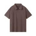 Brown heavyweight 260g 100% cotton short sleeve Polo shirt with flat lay view - S / Tops / Tea Brown