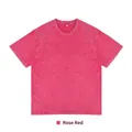 Vintage washed 230g heavy cotton men's oversized drop shoulder t-shirt in rose red - S / Tops / Acid Wash Rose Red
