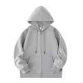 Classic grey zip-up hoodie sweatshirt, oversized fit for men and women, premium 320g fabric - S / Tops / Zipper Style / Marl Grey