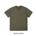 Mens vintage washed distressed pure cotton crew neck t-shirt in army green color - S / Tops / Distressed Army Green