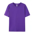 Premium 180G pure cotton crew neck short-sleeved T-shirt in vibrant purple color. - XS / Tops / Purple