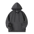 Premium dark gray oversized zip-up hoodie for men and women in heavy 320g cotton - S / Tops / Zipper Style / Iron Grey