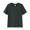 High-quality dark green 100% cotton crew neck short sleeve T-shirt for adults and kids - 100 / Tops / Dark Green