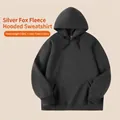 Premium heavyweight 420g fleece lined hooded sweatshirt in solid black for men and women - S / Tops / Iron Grey