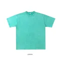 Vintage distressed 250g heavy cotton short sleeve crew neck t-shirt in green color - S / Tops / Acid Wash Green