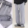 Grey acid-washed heavy cotton sweatpants with adjustable drawstring waistband and cuffs - S (US Size Runs Large) / Bottoms / Gray