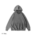 Grey vintage washed oversized hoodie with 360g heavy weight fabric and front pocket - S / Tops / Gray