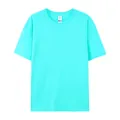 Plain turquoise 180g pure cotton crew neck short sleeve T-shirt for unisex casual wear - XS / Tops / Radiant Blue
