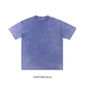Heavyweight 250G vintage washed cotton t-shirt for adults in sapphire blue color - S / Tops / Washed Royal Blue