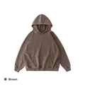 Oversized vintage washed brown hoodie with front pocket and unique distressed texture - S / Tops / Coffee