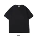 Premium heavyweight 260G combed cotton drop shoulder men's short sleeve T-shirt in black - S / Tops / Black