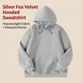 Premium unisex heavyweight 420G grey fleece lined hoodie with solid color and loose fit design - S / Tops / Light Gray