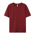 High quality 180g pure cotton short sleeve crew neck T-shirt in deep burgundy red - XS / Tops / Burgundy
