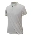 Detail showing the seamless zipper and collar of the men's ice silk polo shirt - M / Tops / Apricot