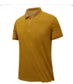 Detail view showing texture of yellow men's quick-dry ice silk polo shirt with zipper - M / Tops / Turmeric