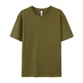 Classic olive green 180g cotton round neck short sleeve T-shirt for men and women - XS / Tops / Olive Green