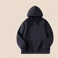 Heavyweight 420g dark navy blue fleece lined hooded sweatshirt for men and women - S / Tops / Navy Blue