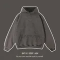 Premium heavyweight 450G cotton acid wash hoodie in Batik Deep Ash color vintage style - S / Tops / Dark Gray