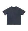 Vintage distressed charcoal grey cotton T-shirt, heavy 250G washed retro streetwear style - S / Tops / Washed Navy Blue