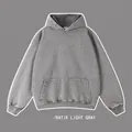 Vintage 450G heavyweight pure cotton washed hooded sweatshirt in Batik Light Gray - S / Tops / Light Gray
