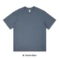 High-quality heavyweight denim blue drop shoulder cotton t-shirt with crew neck and loose fit - L (Oversized European Size) / Tops / Denim Blue