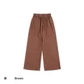 Premium vintage washed brown wide-leg sweatpants with adjustable drawstring waist - S / Bottoms / Coffee