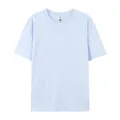 Premium solid light blue pure cotton crew neck short sleeve T-shirt for men and women - XS / Tops / Lotus Purple