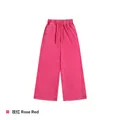 Vintage washed rose red wide leg drawstring sweatpants in loose fit style - S / Bottoms / Rose Red