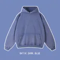 Premium heavyweight 450g pure cotton vintage washed hoodie in batik dark blue finish - S / Tops / Dark Blue