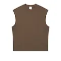 Men's loose fit brown sleeveless cotton vest with round neck in street style design - S / Tops / Coffee