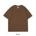Heavyweight 260G combed cotton drop shoulder men's basic t-shirt in deep brown color - S / Tops / Coffee