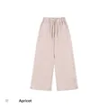 Vintage washed apricot wide-leg sweatpants with drawstring elastic waist and relaxed fit - S / Bottoms / Apricot