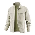 Lichtgewicht beige windjack voor heren met baseballkraag en ademende mesh voering - M / Tops / Broken Wit