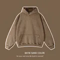 Premium vintage batik sand color oversized hoodie made of heavy 450g washed cotton fabric - S / Tops / Sand
