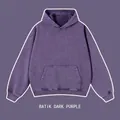 Vintage washed heavy cotton hoodie in batik dark purple - S / Tops / Dark Purple