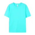 Bright turquoise short-sleeved 100% cotton T-shirt with seamless finish in Euro size - XS / Tops / Brilliant Blue